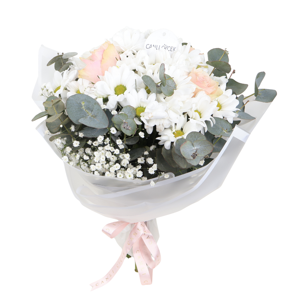Beyaz Papatya & Pembe Gerbera Buketi